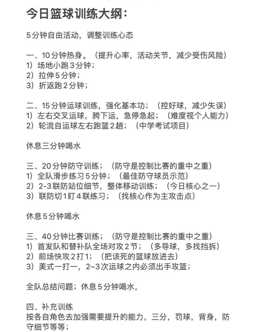 篮球训练营目标